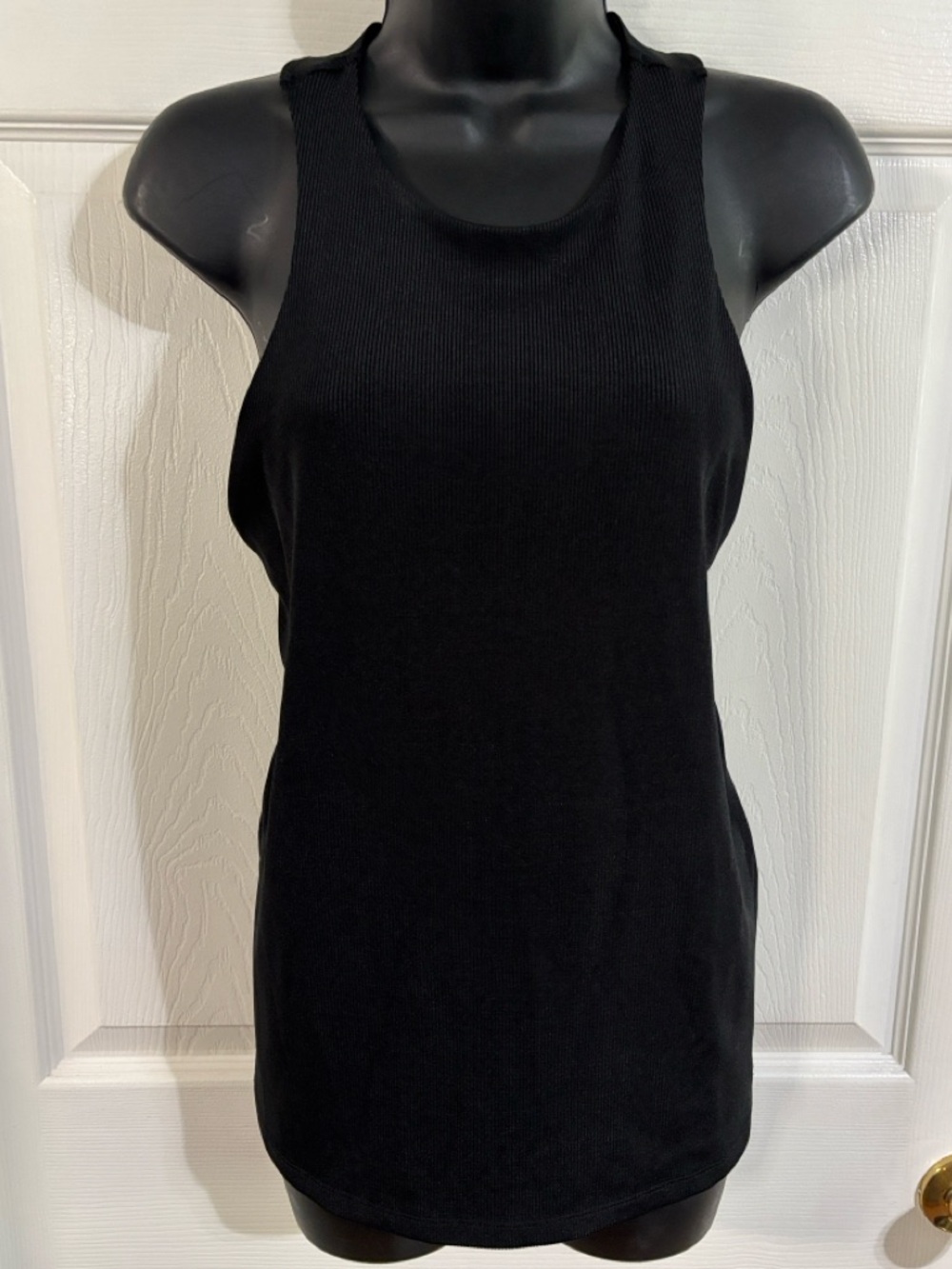 a new day Black Ribbed Tank Top, size Large.